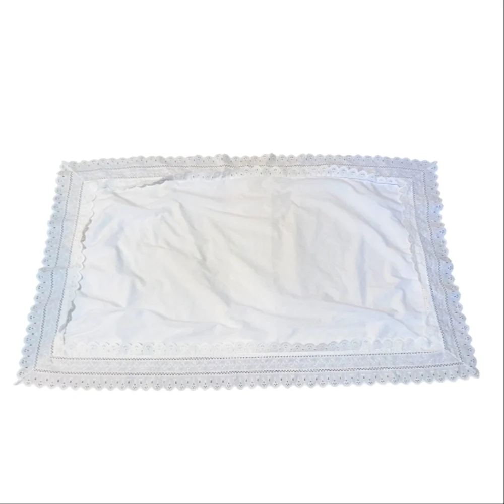 Vintage Wamsutta Pillow Sham King Eyelet Lace Trim Cottagecore Shabby Chic White